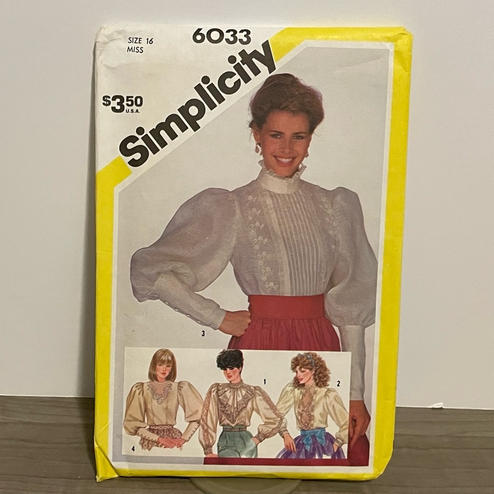 1983 Simplicity Vintage Pattern #6033 Misses' Back Button Blouses - Never Used